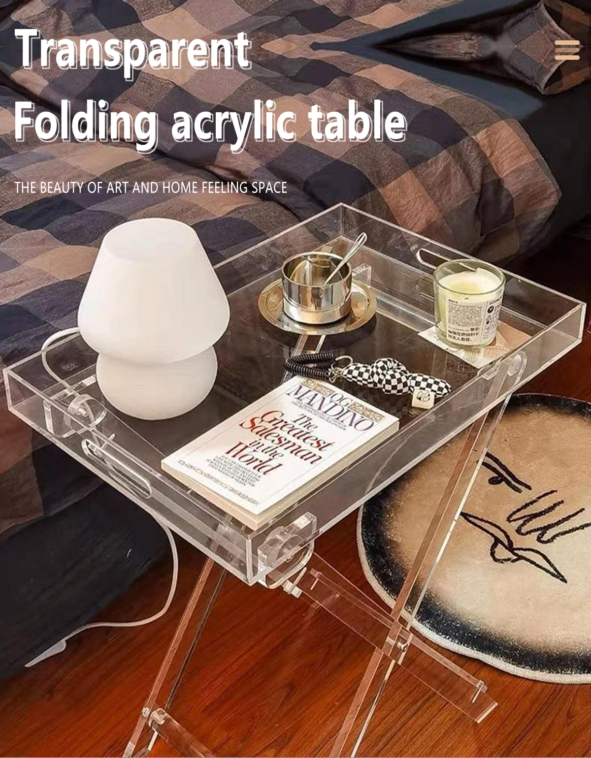 Movable Foldable Acrylic Coffee Table